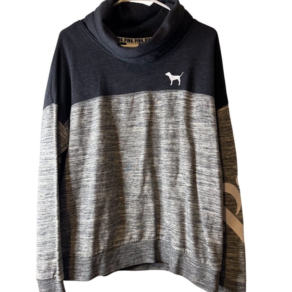 Victoria Secret PINK Everyday Lounge Cowl Neck Grey Pullover Sweatshirt …